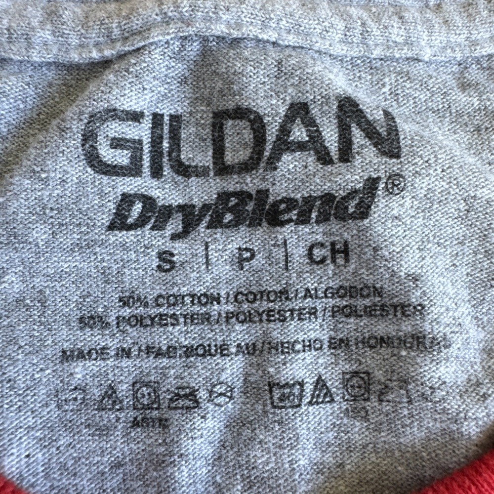 Gildan DryBlend Gravitron UFO ride Funland Ringer Shirt Gray And Red Small - Picture 3 of 7